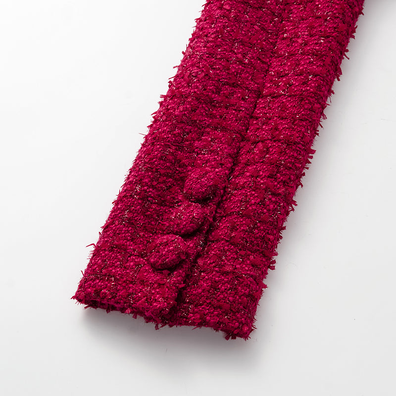 "Mayfair date night" wool tweed three-dimensional tailoring dress—Velvet Rouge