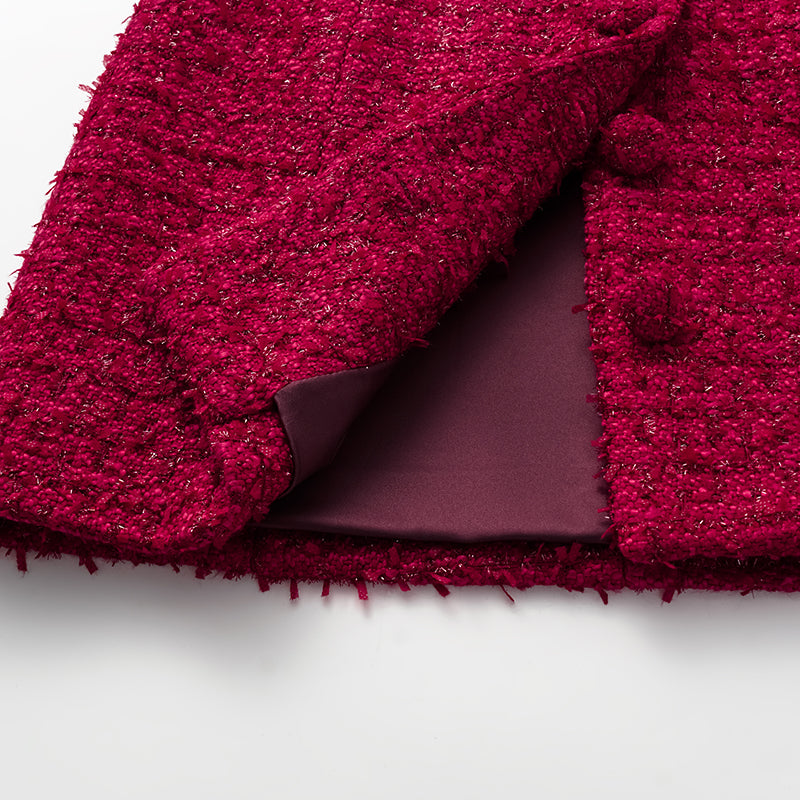 "Mayfair date night" wool tweed three-dimensional tailoring dress—Velvet Rouge