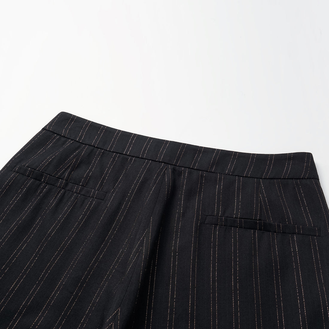 "Speak Sleek." Italian gold weaving straight flared pants—Indigo