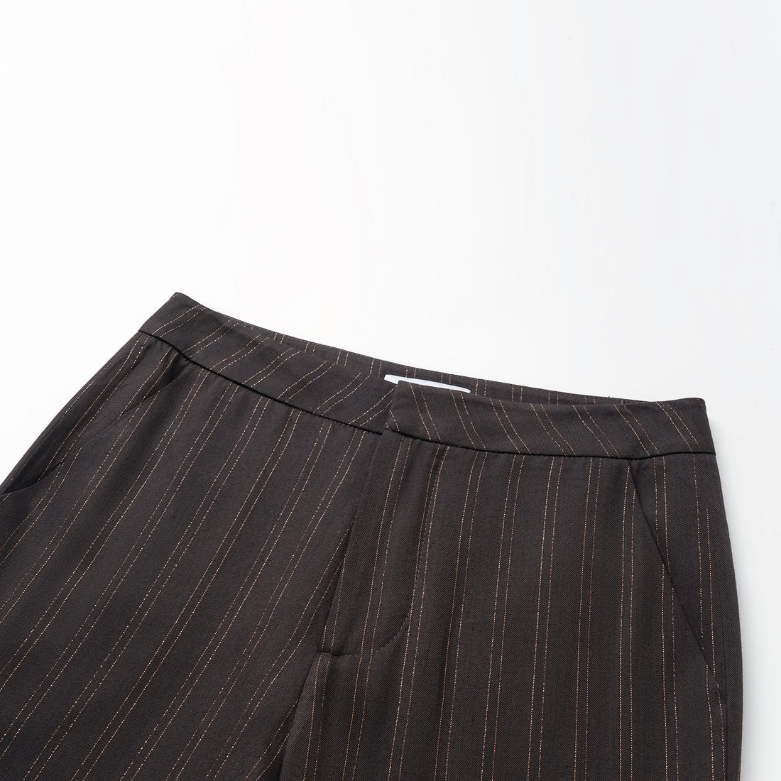 "Speak Sleek." Italian gold weaving straight flared pants—Ink