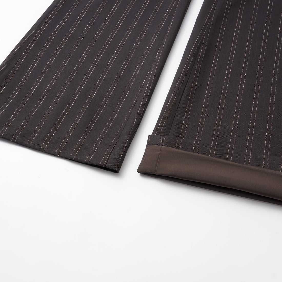 "Speak Sleek." Italian gold weaving straight flared pants—Ink