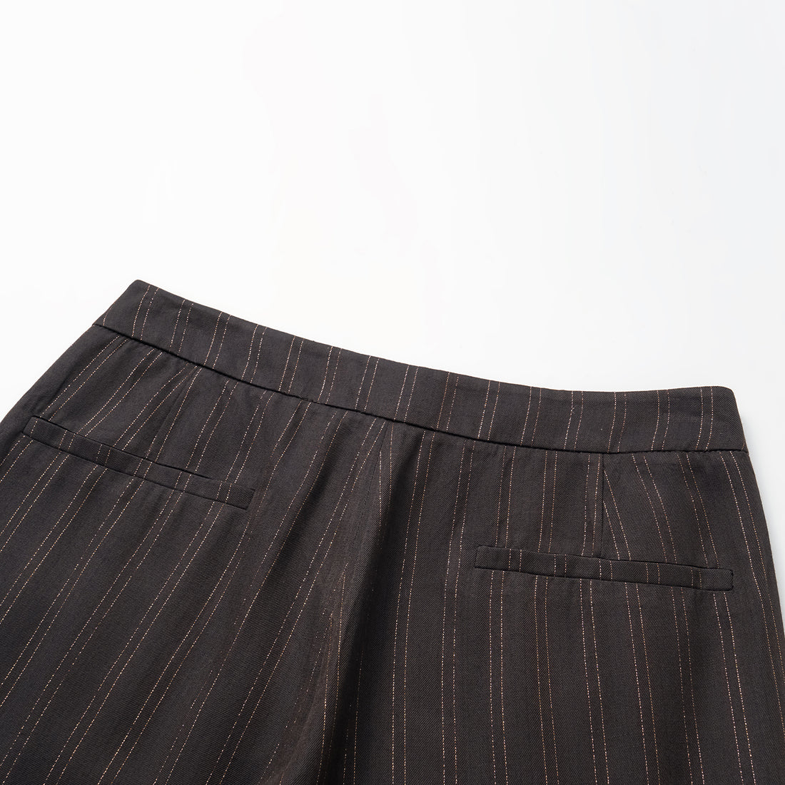 "Speak Sleek." Italian gold weaving straight flared pants—Ink