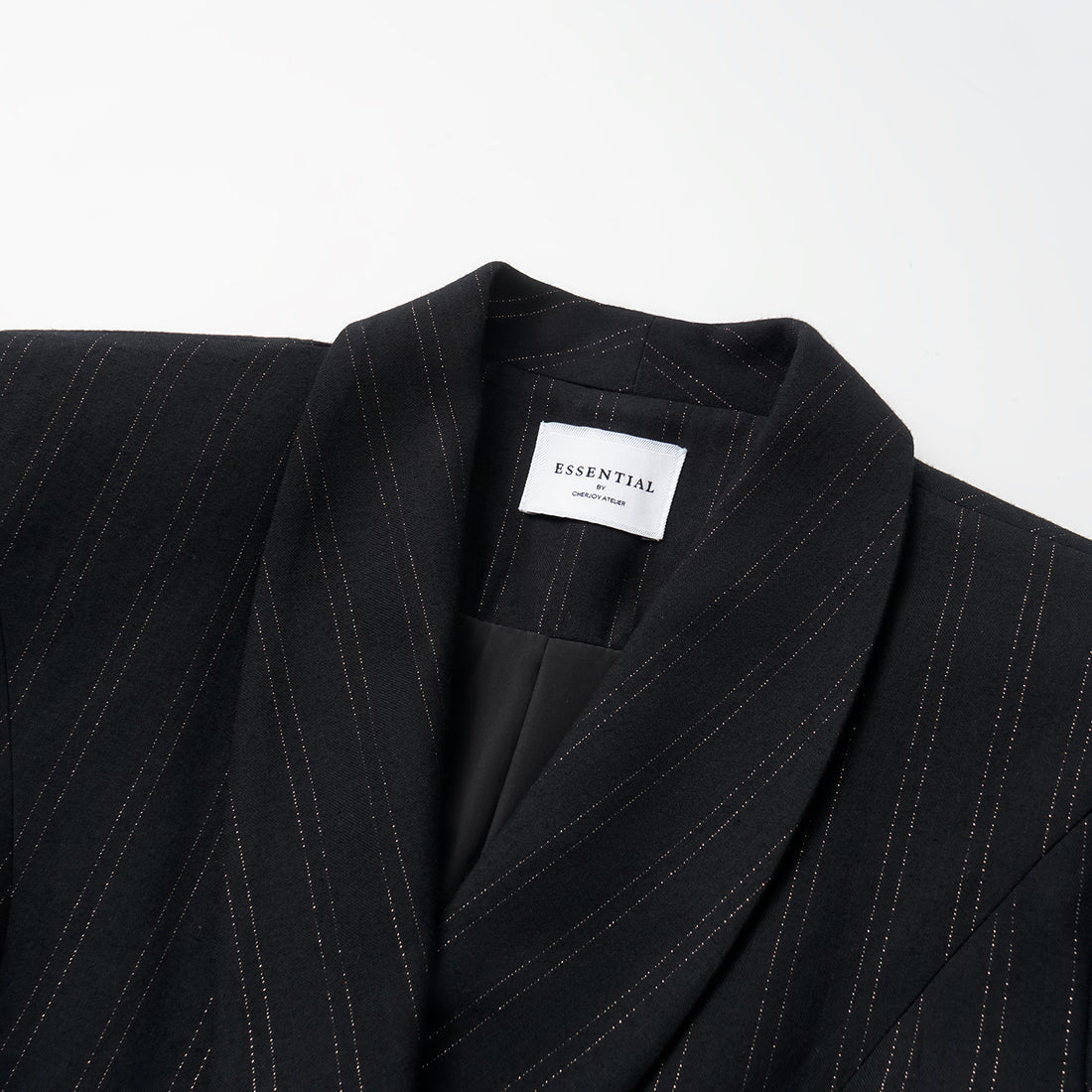 "Speak Sleek." Italian gold weaving craft straight three-dimensional tailoring suit jacket—Indigo