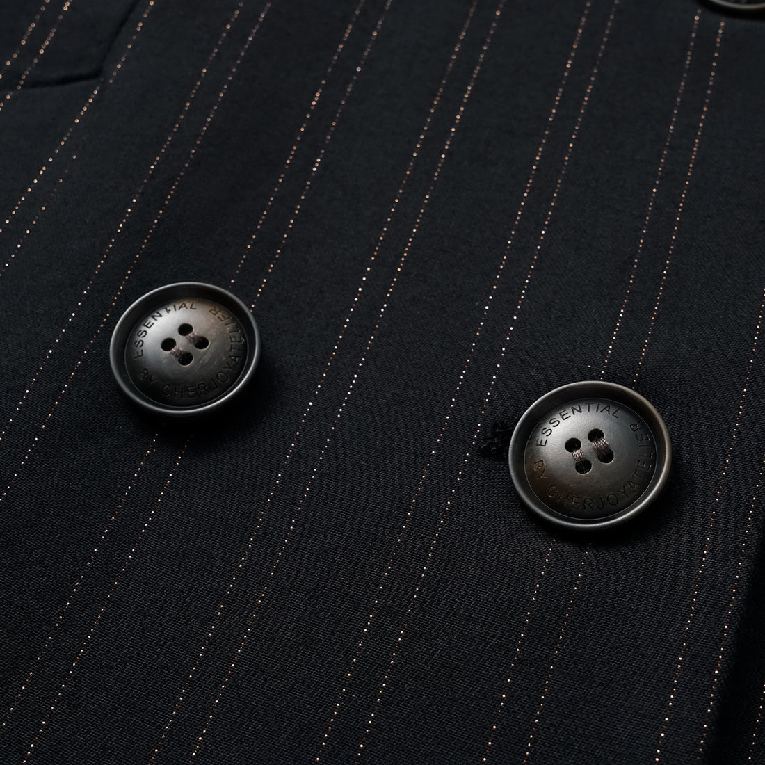 "Speak Sleek." Italian gold weaving craft straight three-dimensional tailoring suit jacket—Indigo