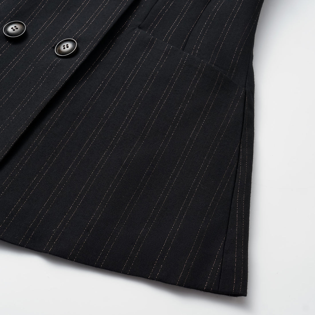 "Speak Sleek." Italian gold weaving craft straight three-dimensional tailoring suit jacket—Indigo