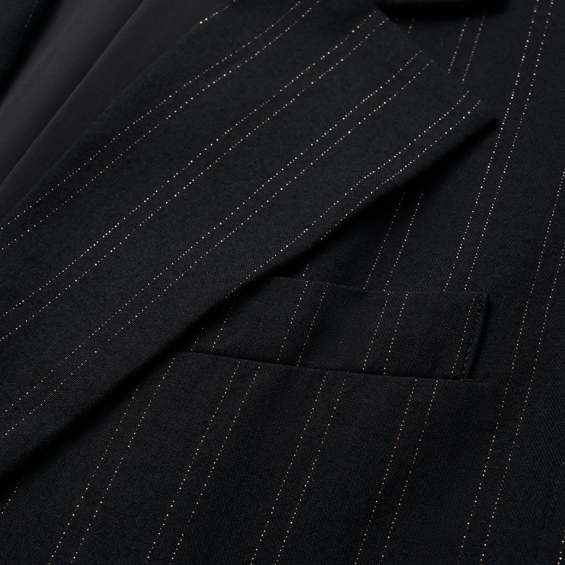 "Speak Sleek." Italian gold weaving vertical oversized suit jacket—Indigo