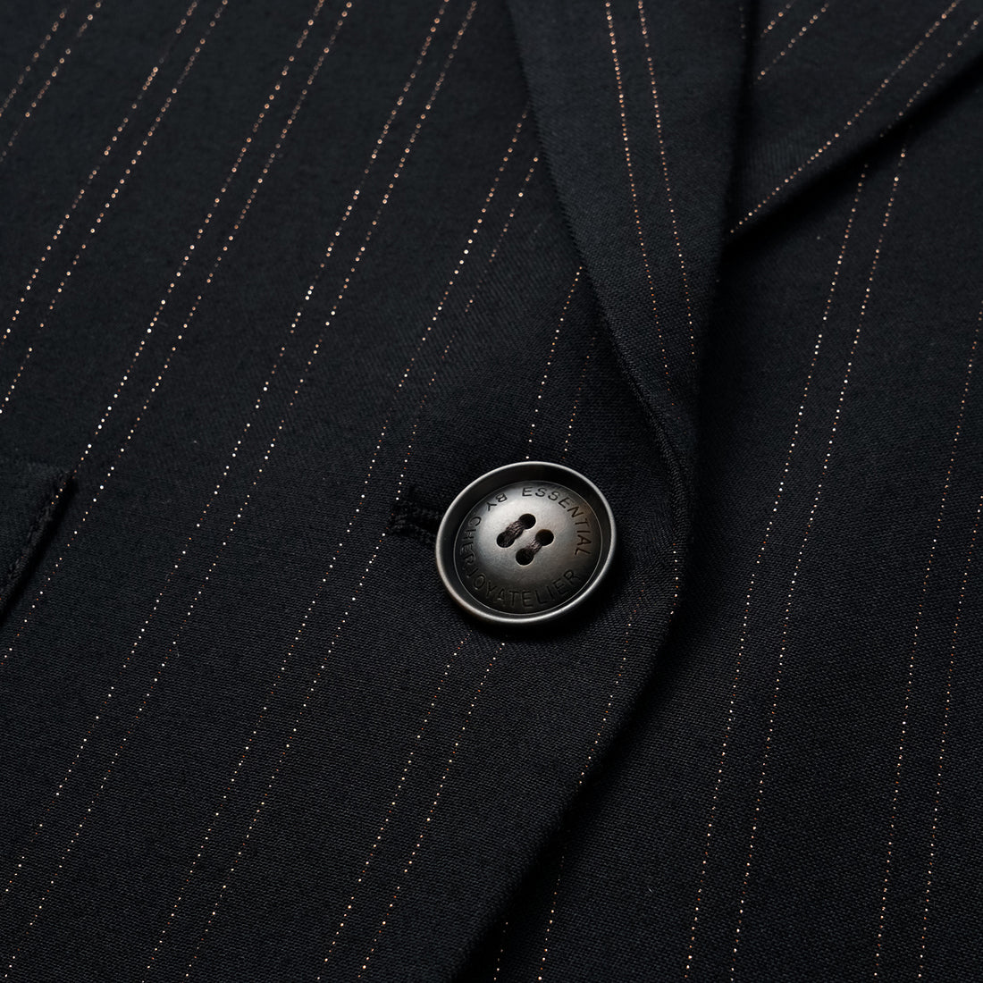 "Speak Sleek." Italian gold weaving vertical oversized suit jacket—Indigo