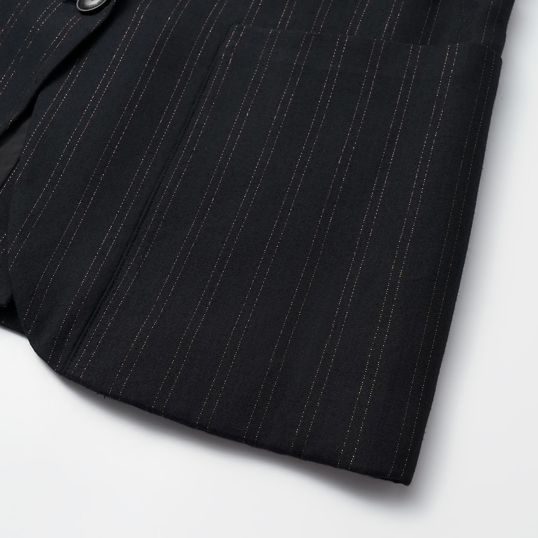 "Speak Sleek." Italian gold weaving vertical oversized suit jacket—Indigo