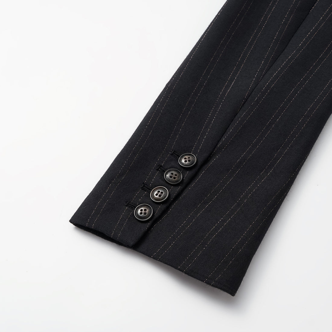 "Speak Sleek." Italian gold weaving vertical oversized suit jacket—Indigo