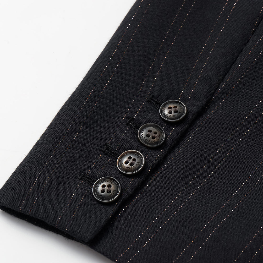 "Speak Sleek." Italian gold weaving vertical oversized suit jacket—Indigo