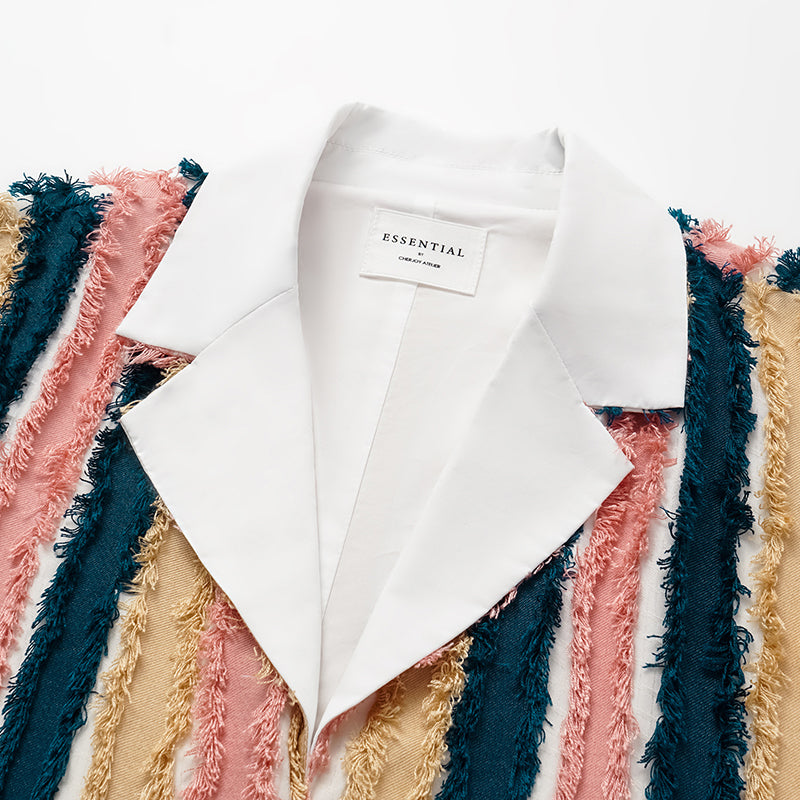 "Westminster Weekdays" Italian 3D patchwork fabric oversized shirt