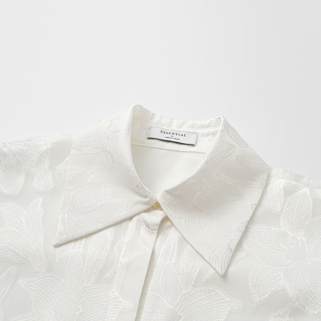 "Imperial Garden teatime" Italian devoré jacquard leg-of-mutton sleeve shirt