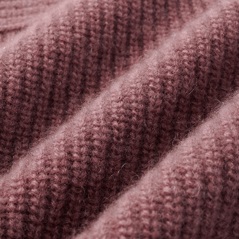 “Winter Diary” 100% Cashmere Hooded Zip-Up Vest—Strawberry Macaron