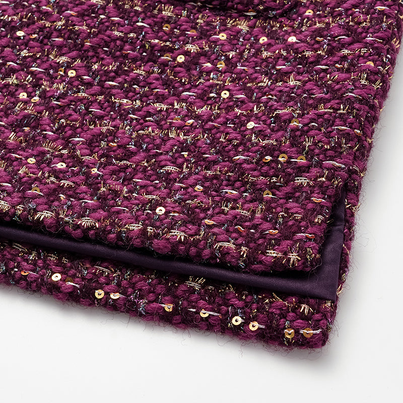 "Chelsea Tea Time" Tweed Faux Two-Piece Dress—Grape.