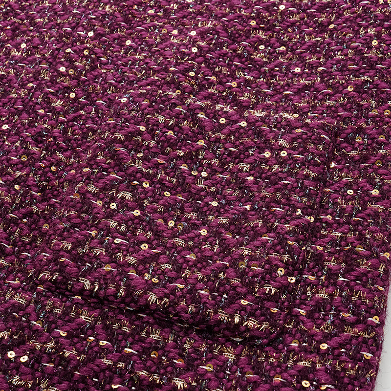 "Chelsea Tea Time" Tweed Faux Two-Piece Dress—Grape.