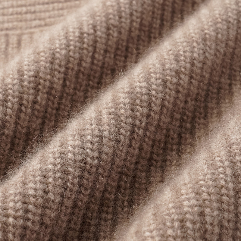 “Winter Diary” 100% Cashmere Hooded Zip-Up Vest—Earl Grey