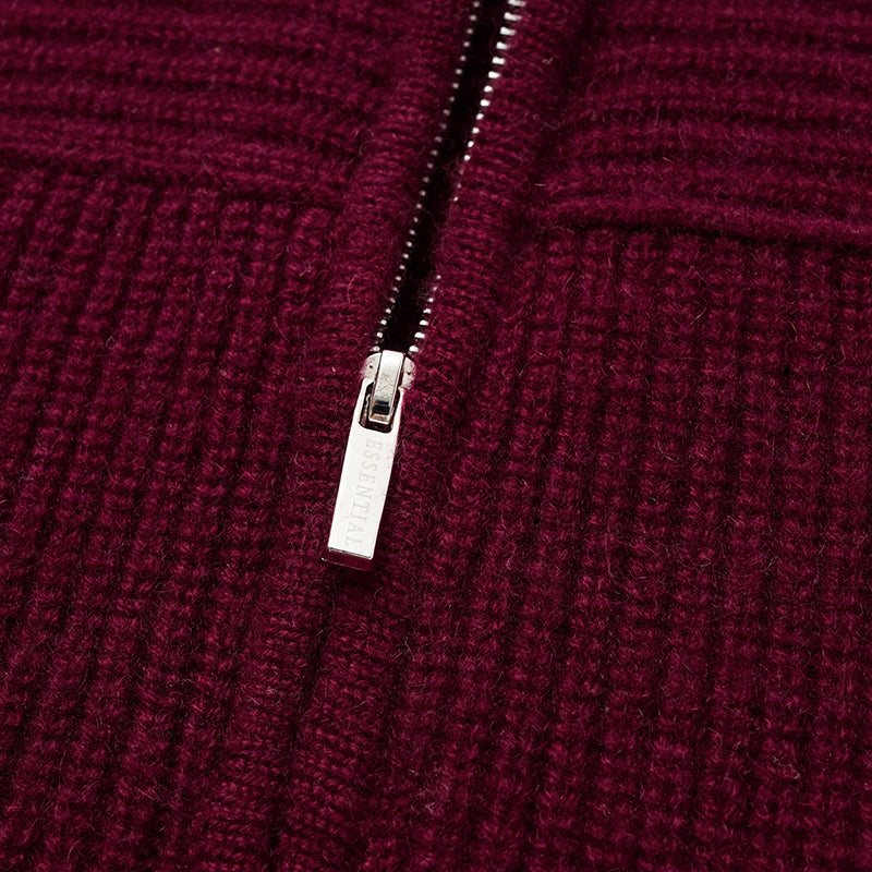 “Winter Diary” 100% Cashmere Hooded Zip-Up Vest—Raspberry Jam
