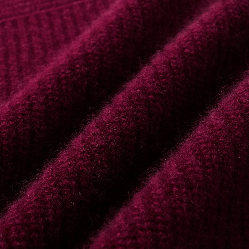 “Winter Diary” 100% Cashmere Hooded Zip-Up Vest—Raspberry Jam
