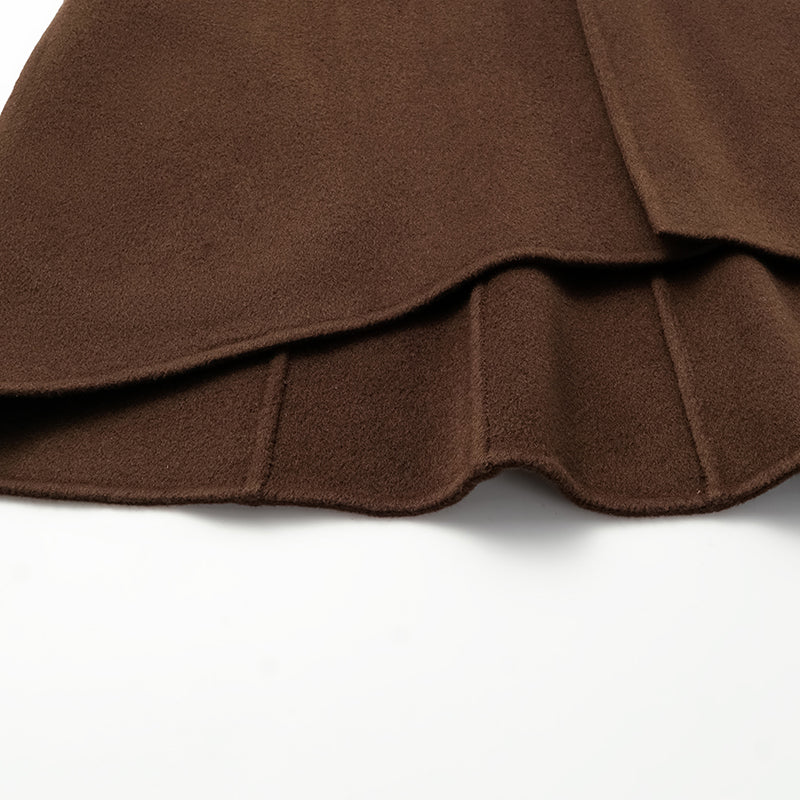 "Winter Diary" 100% Cashmere Double-faced Long Pile Craft Short Coat - Dark Chocolate