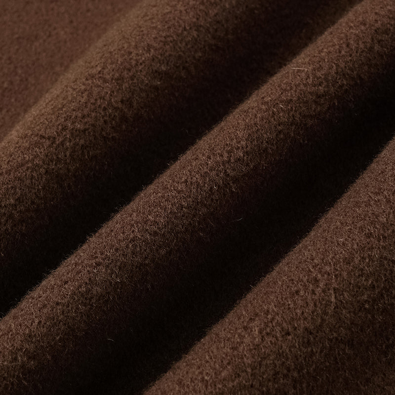 "Winter Diary" 100% Cashmere Double-faced Long Pile Craft Short Coat - Dark Chocolate