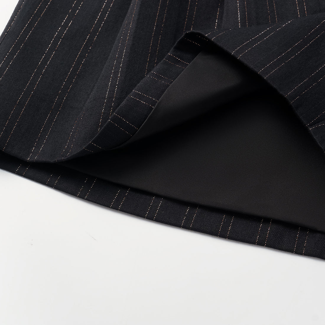 "Speak Sleek." Italian gold weaving straight suit shorts—Indigo