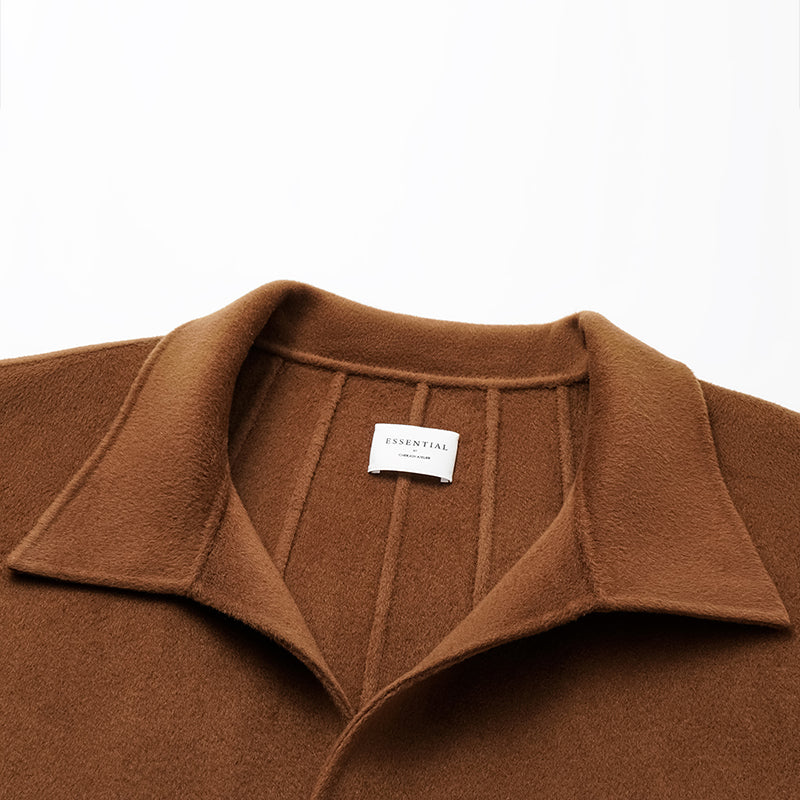 "Winter Diary" 100% Cashmere Double-faced Long Pile Craft Short Coat - Caramel