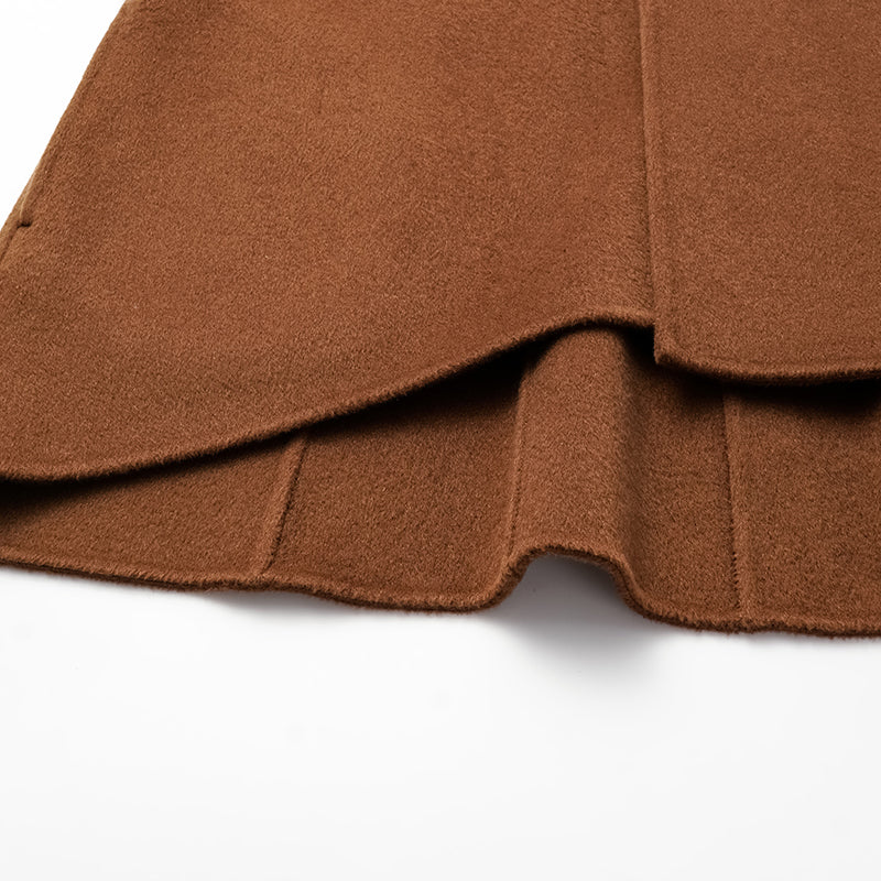 "Winter Diary" 100% Cashmere Double-faced Long Pile Craft Short Coat - Caramel