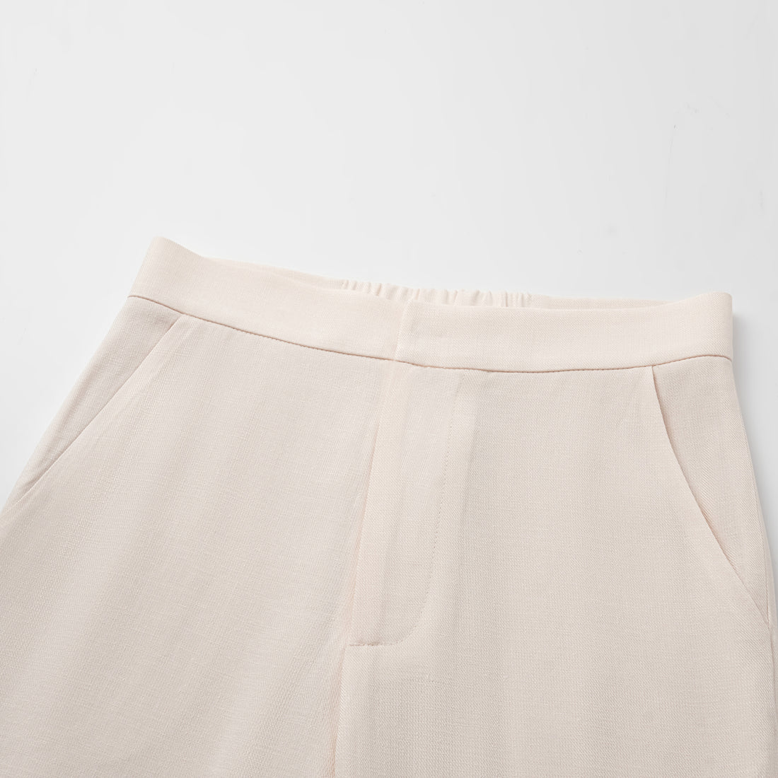 "Weekend at Monaco." Special bamboo texture acetate casual flared pants - Ivory