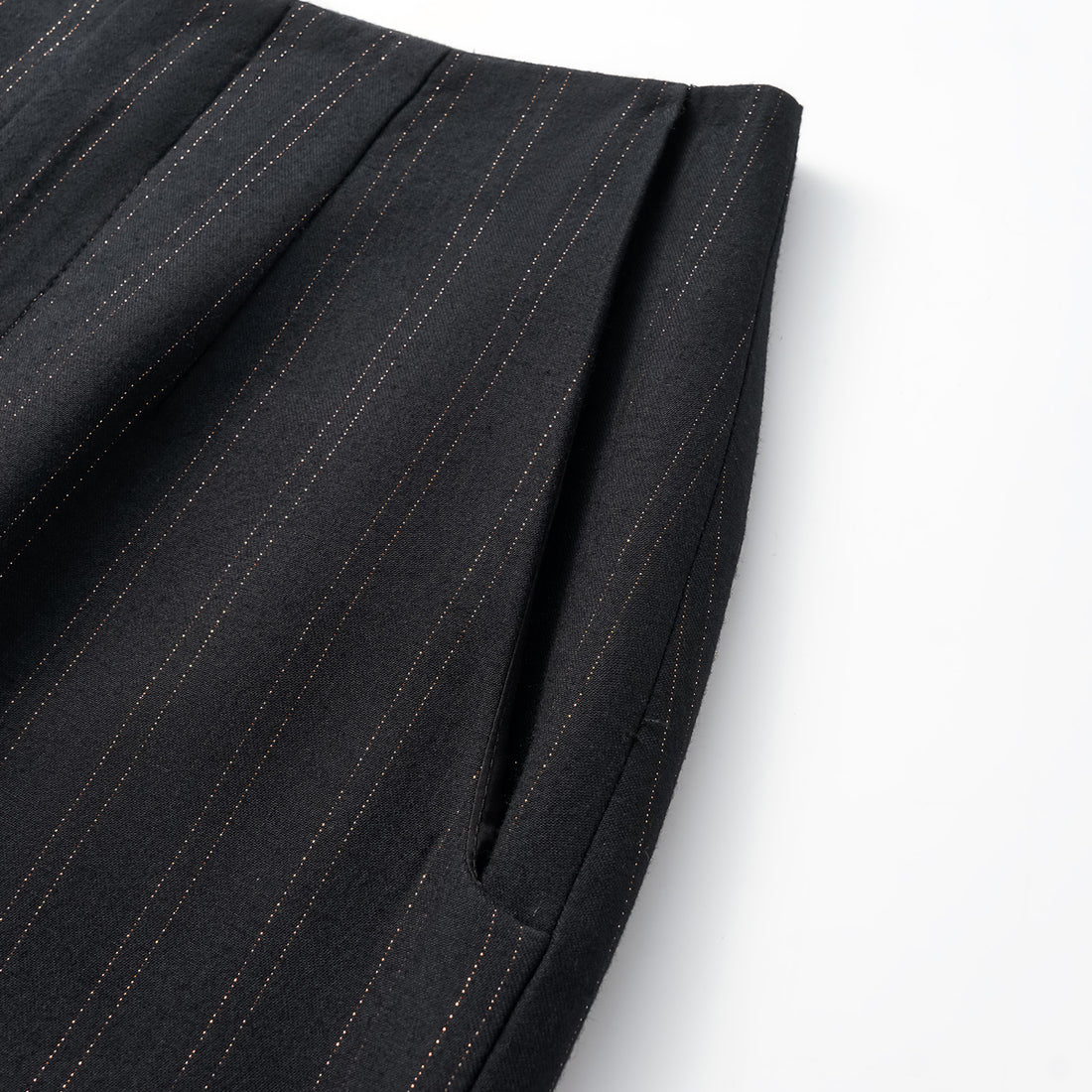 "Speak Sleek." Italian woven gold straight suit pencil skirt—Indigo