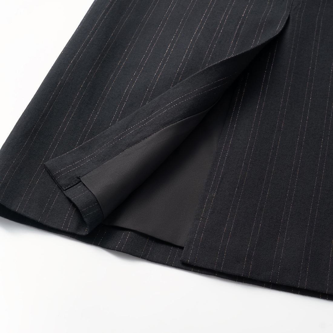 "Speak Sleek." Italian woven gold straight suit pencil skirt—Indigo
