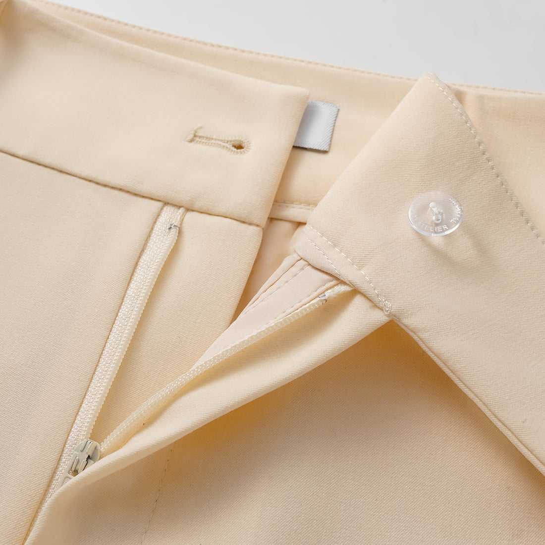 "Weekend at Monaco." Italian textured fabric 9-point flared pants—Beige