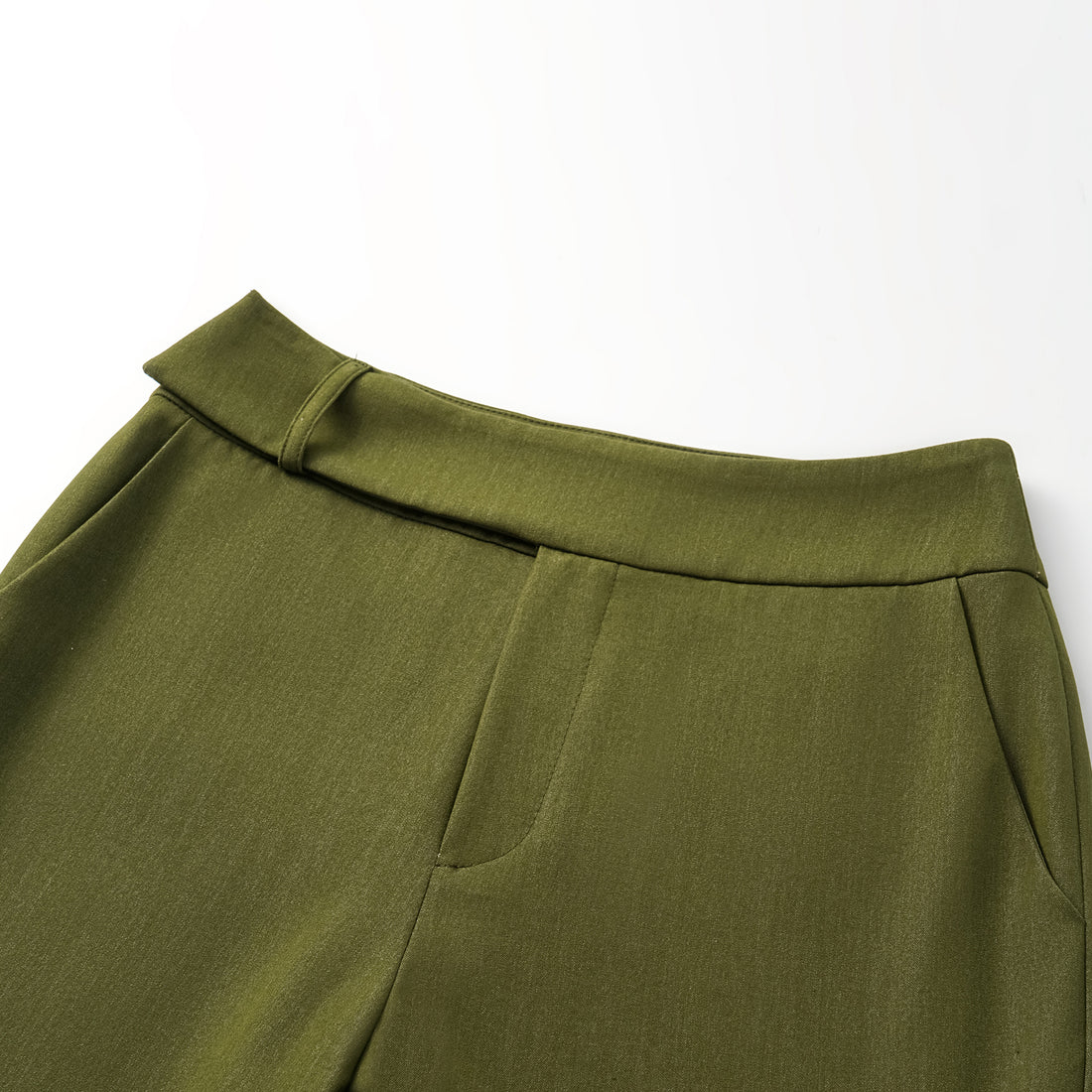 "Weekend at Monaco." Italian textured fabric flared pants - Pistachio