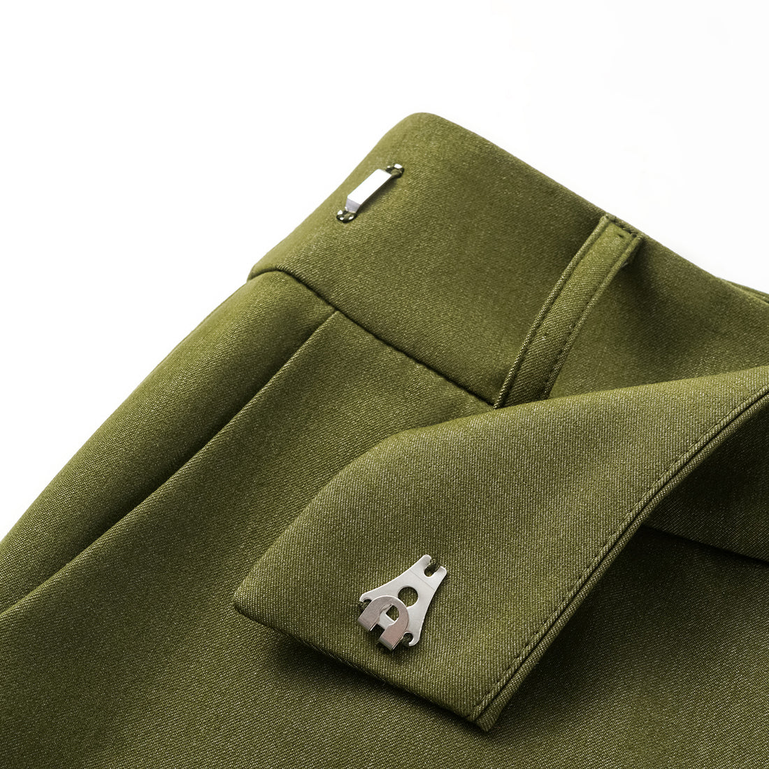 "Weekend at Monaco." Italian textured fabric flared pants - Pistachio