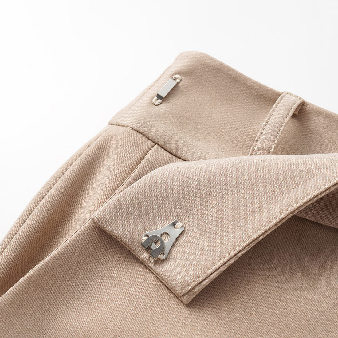 "Weekend at Monaco." Italian textured fabric flared pants - Taupe