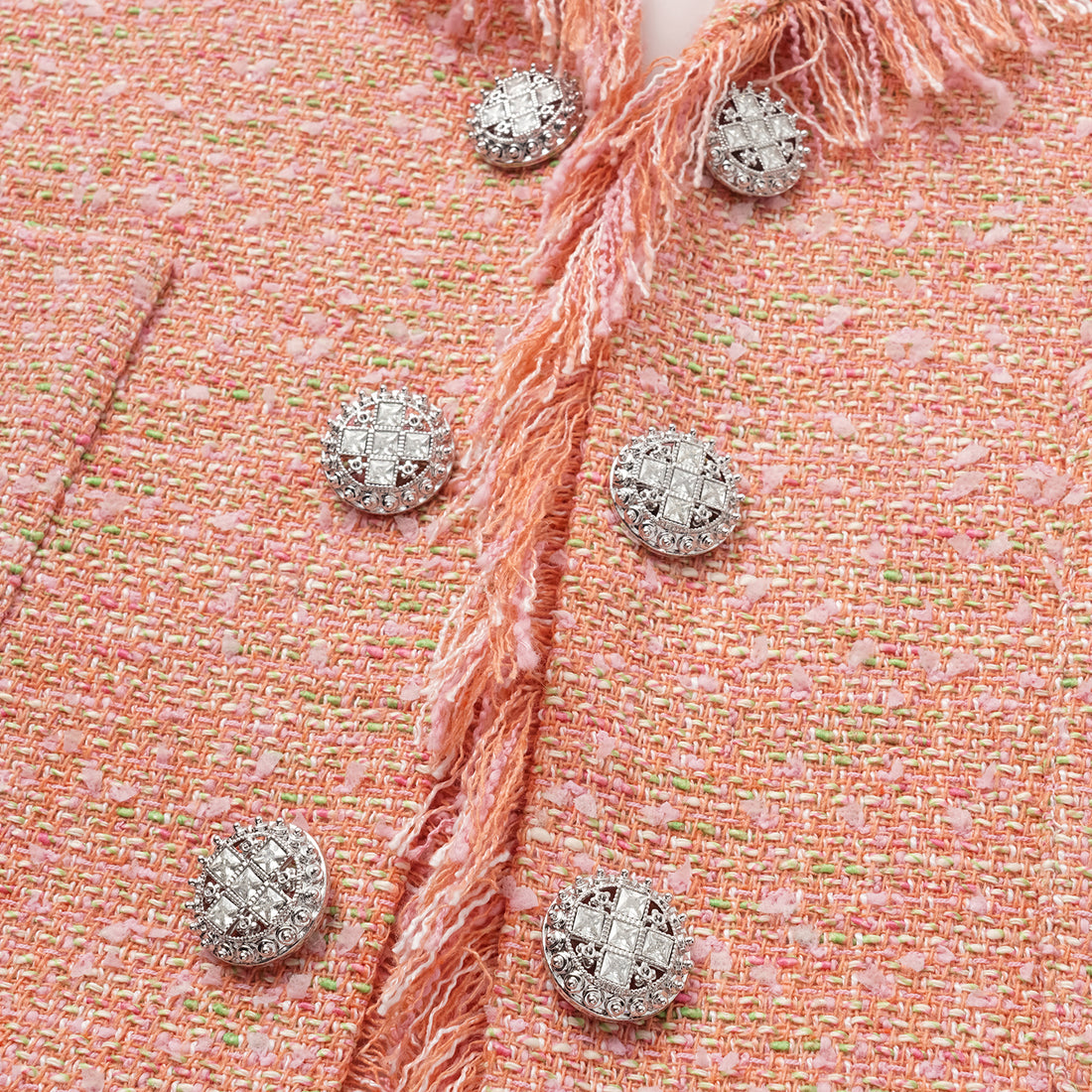 "Chelsea tea time" tweed short-sleeved jacket—Summer Berry Delight