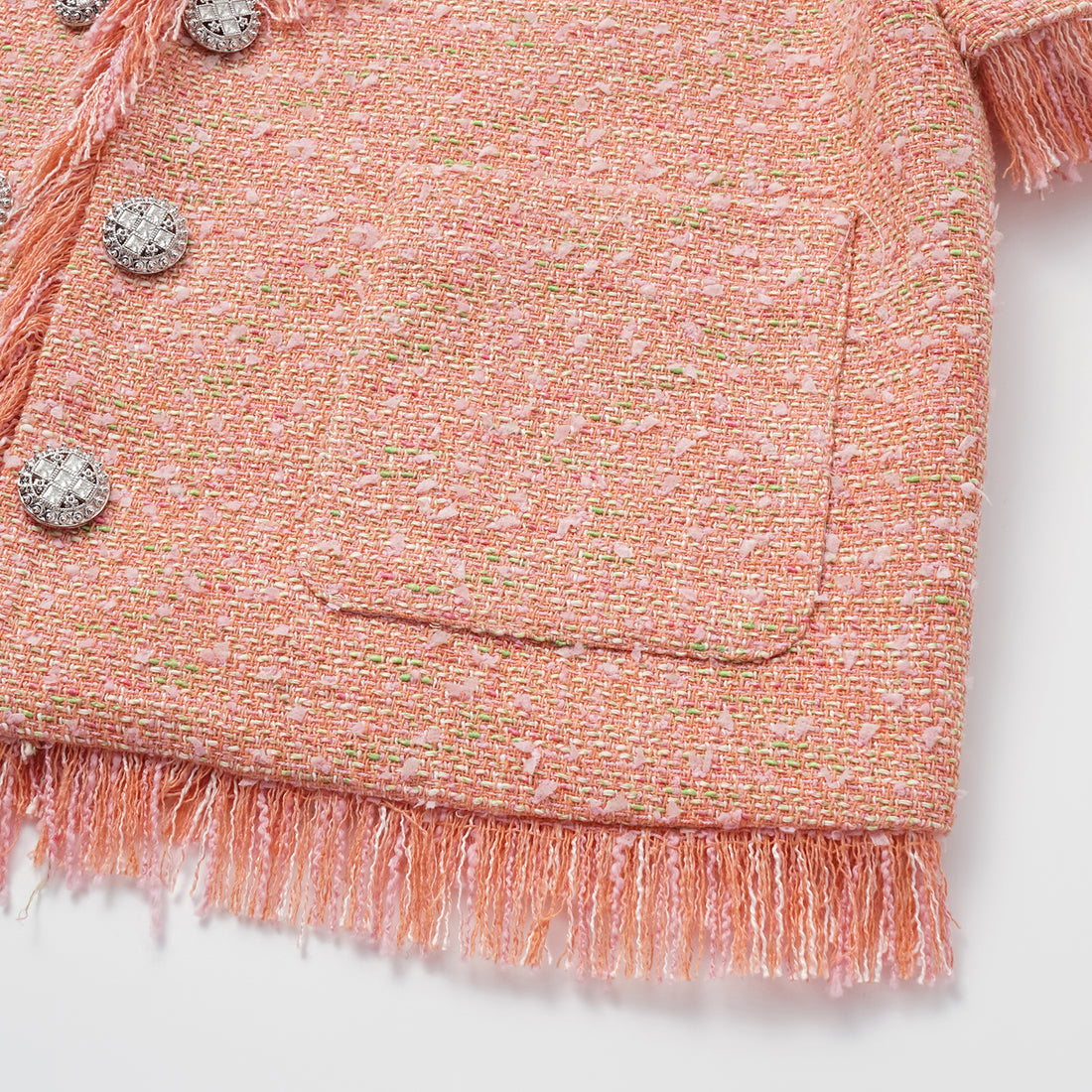 "Chelsea tea time" tweed short-sleeved jacket—Summer Berry Delight