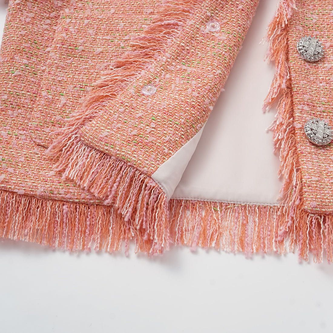 "Chelsea tea time" tweed short-sleeved jacket—Summer Berry Delight