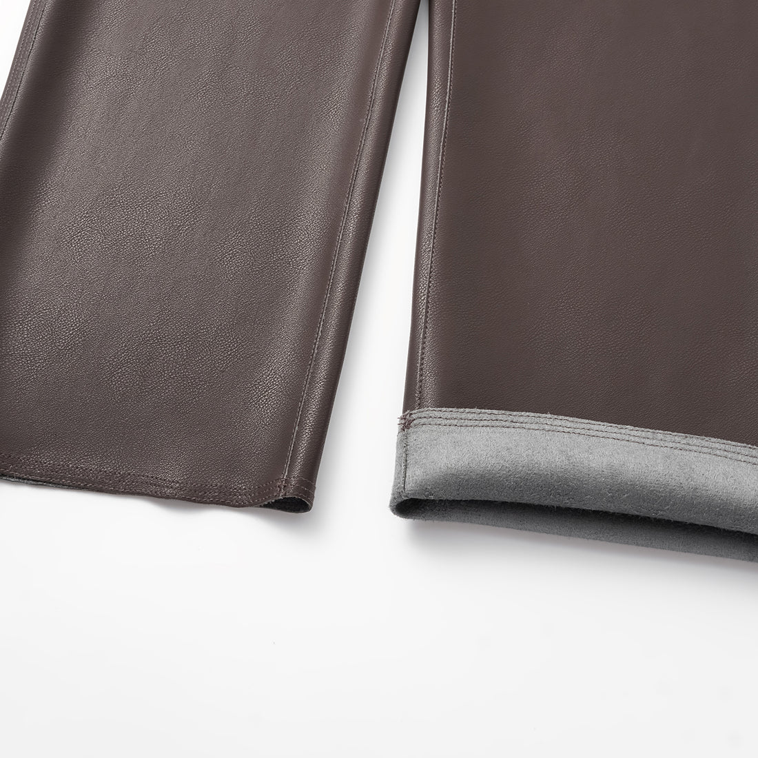 Easy-go Chic” Vegan Leather Cropped Pants - Suede Brown