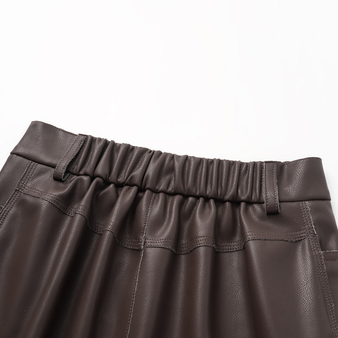 Easy-go Chic” Vegan Leather Cropped Pants - Suede Brown