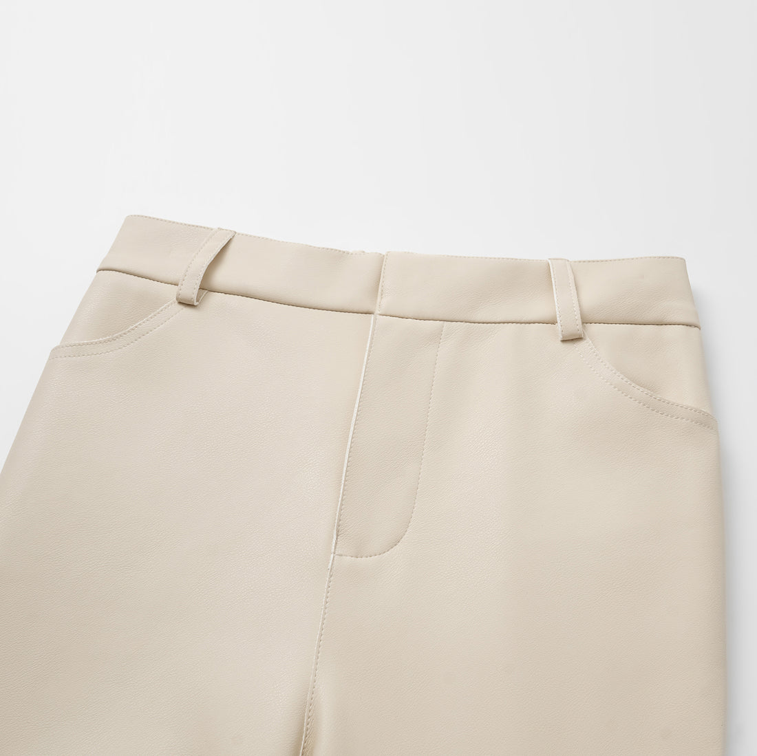 Easy-go Chic” Vegan Leather Cropped Pants—Cream White