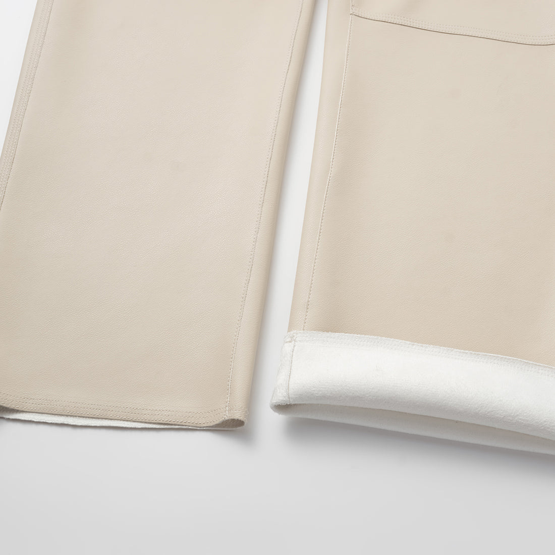 Easy-go Chic” Vegan Leather Cropped Pants—Cream White