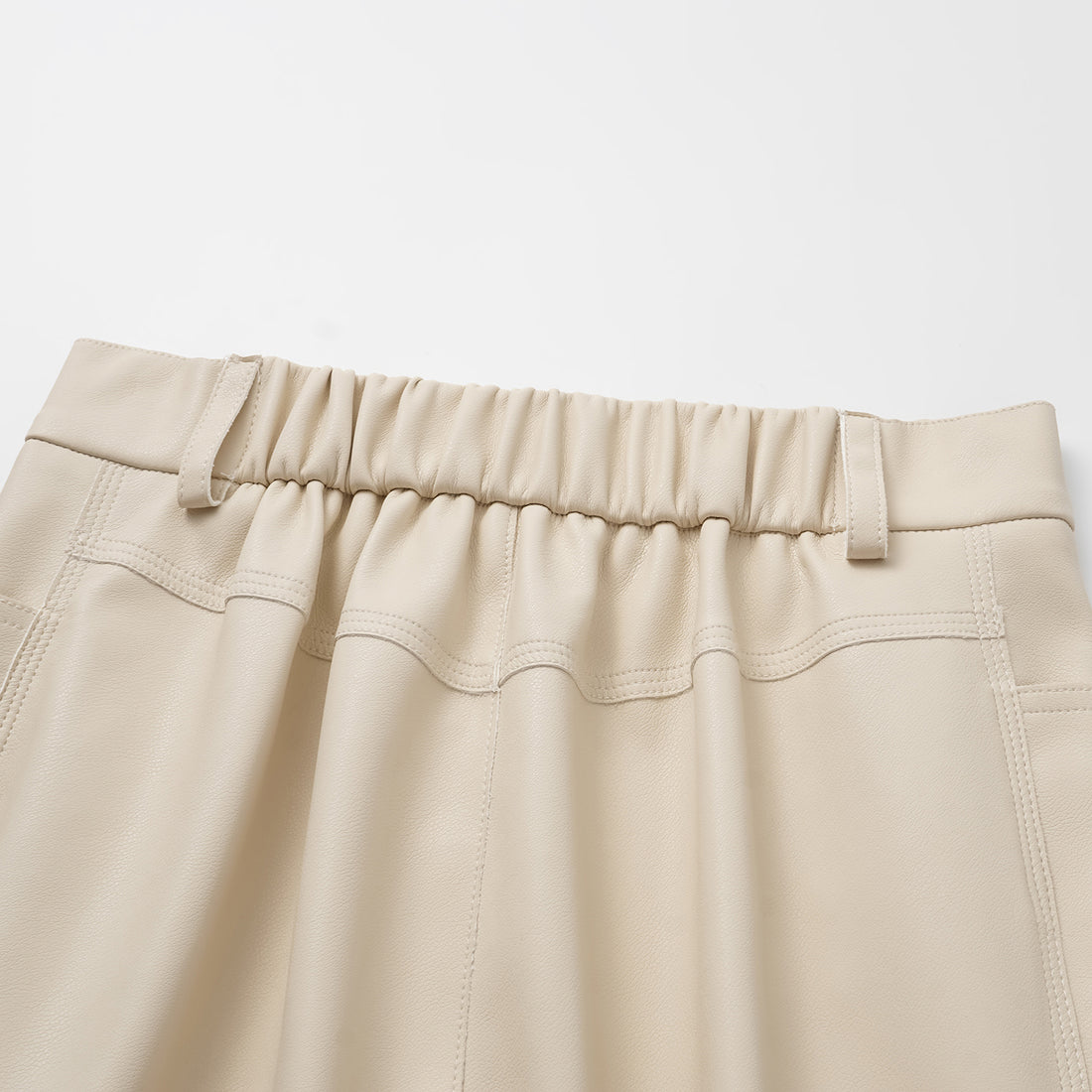 Easy-go Chic” Vegan Leather Cropped Pants—Cream White