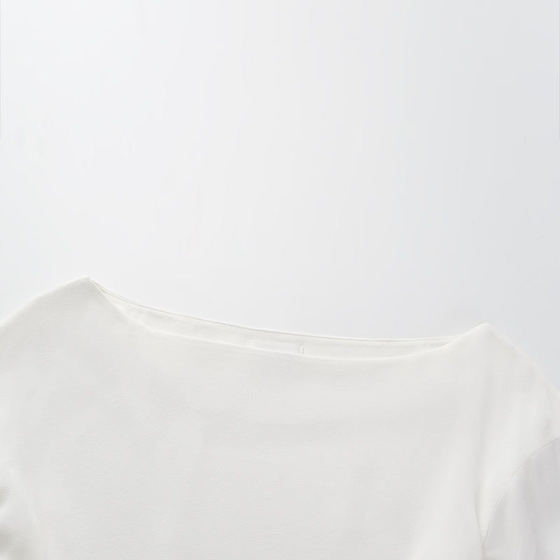 "Mayfair Datenight." Crystal scale acetate Hepburn collar top - white