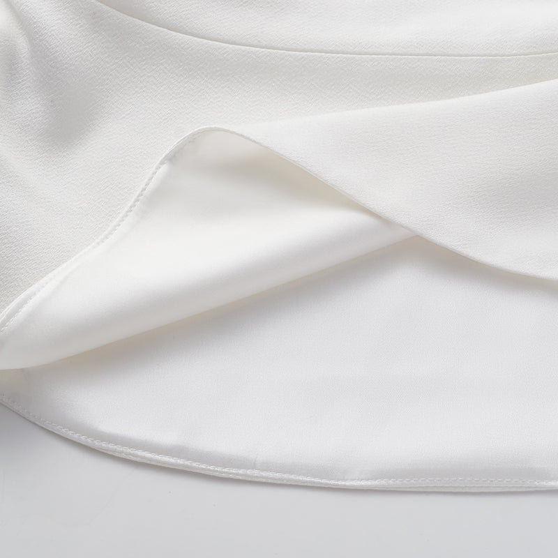 "Mayfair Datenight." Crystal scale acetate Hepburn collar top - white