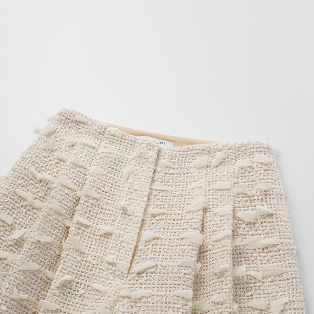 "Spring" Lightweight Tweed Wide Pants - Tea White Listening to the Wind