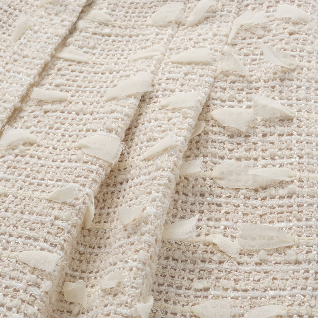 "Spring" Lightweight Tweed Wide Pants - Tea White Listening to the Wind