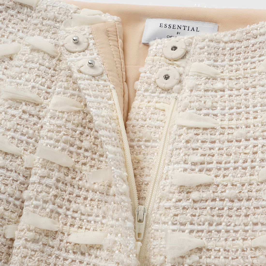 "Spring" Lightweight Tweed Wide Pants - Tea White Listening to the Wind