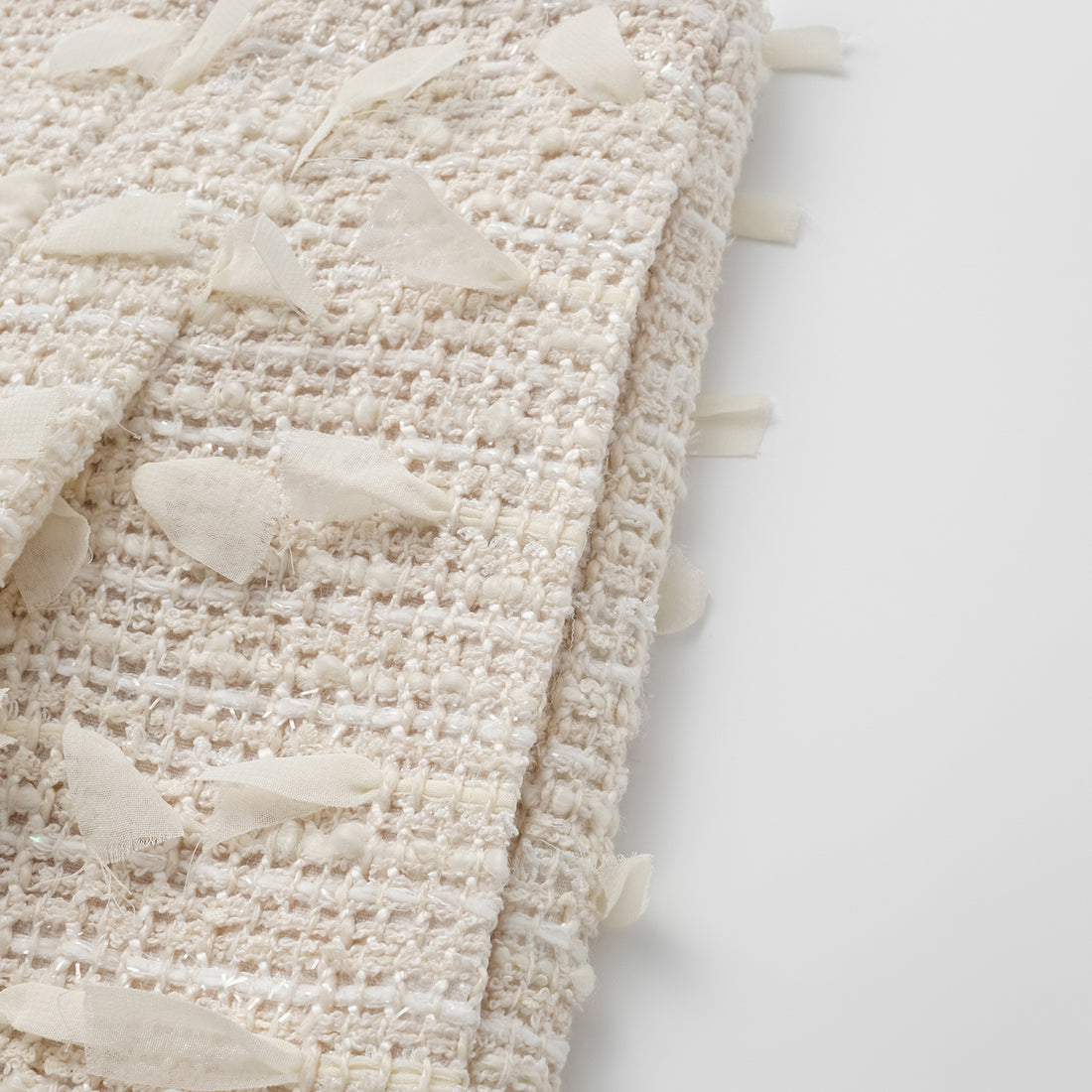 "Spring" Lightweight Tweed Wide Pants - Tea White Listening to the Wind