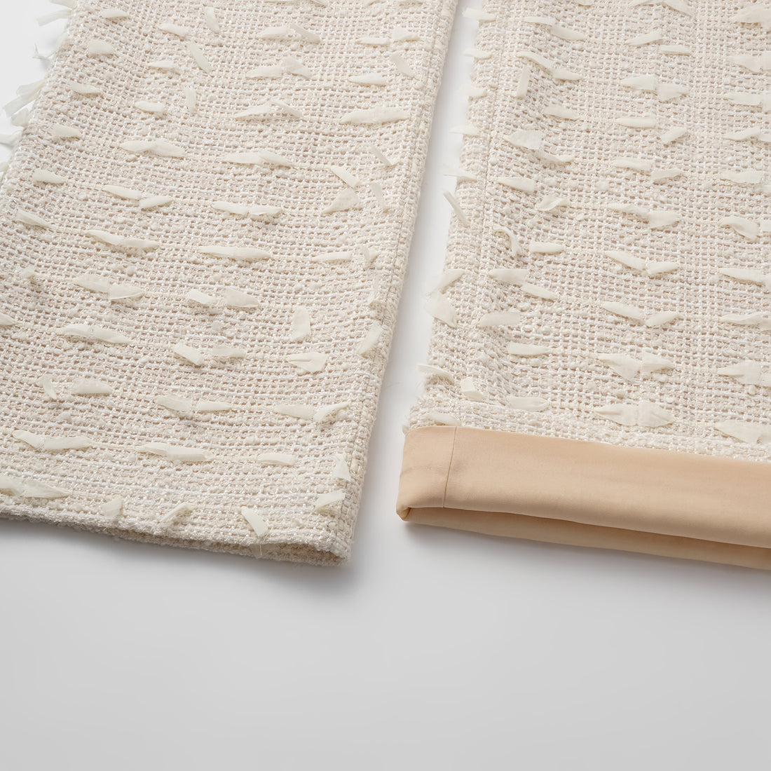 "Spring" Lightweight Tweed Wide Pants - Tea White Listening to the Wind