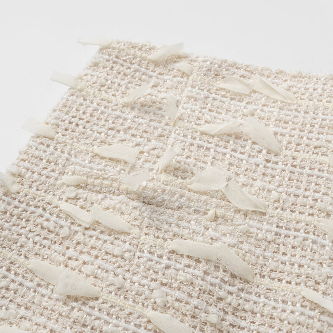 "Spring" Lightweight Tweed Wide Pants - Tea White Listening to the Wind